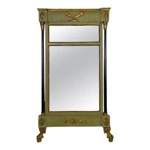 Late 19th Century Neoclassical Green Painted Continental Eglomise Mirror