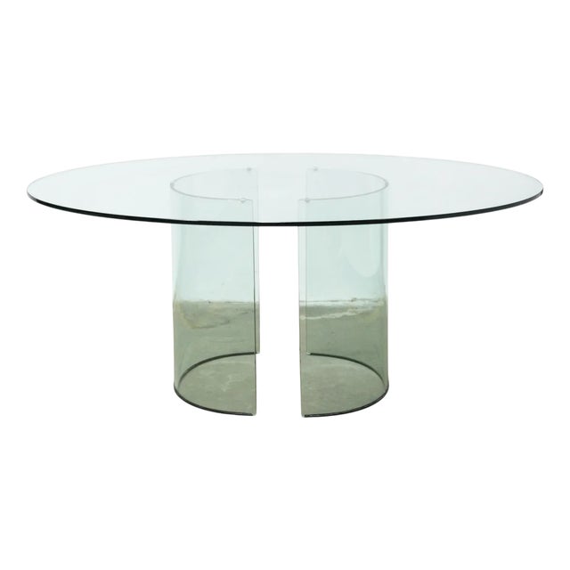 Oval Glass Table from Fiam, 1980s For Sale