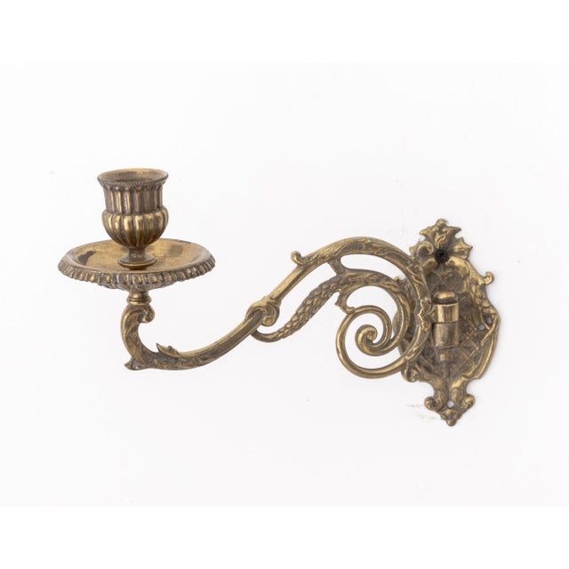 Pair of French Empire Style Brass Swing-Arm Wall Sconces For Sale - Image 4 of 9