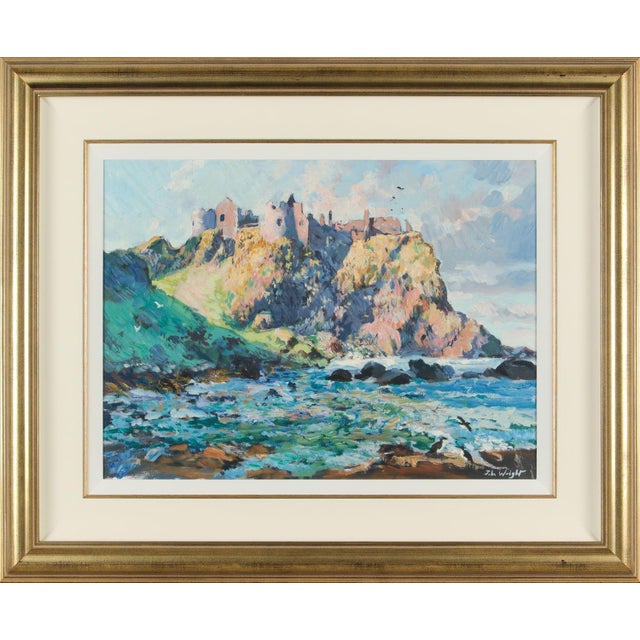 Medieval Castle on a Cliff by the Sea on North Coast of Ireland by Irish Artist 1994 Circa For Sale