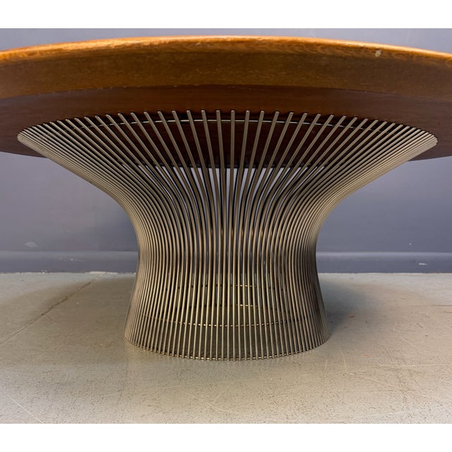 1970s Warren Platner for Knoll International Coffee Table Oak Top, Steel Base For Sale In Philadelphia - Image 6 of 9