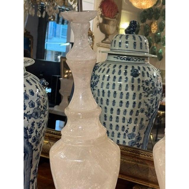 Gemstone Large Pair of Polished Rock Crystal Lamps For Sale - Image 7 of 8