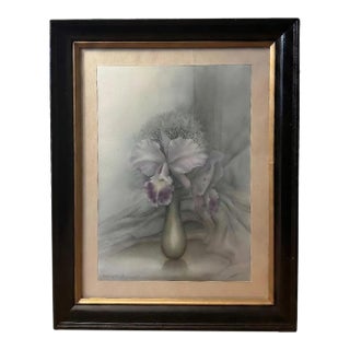 1991 Watercolor “Perfect Orchid” Signed Terinya ‘91 For Sale