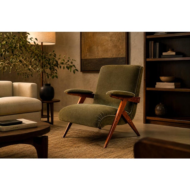 José Zanine Caldas “Z” Armchair in Pau Marfim and Olive Mohair, Brazil, 1950s For Sale - Image 12 of 16
