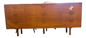 Rare 1950s Mid-Century Modern 9-Drawer Mahogany Triple Dresser by Harvey Probber