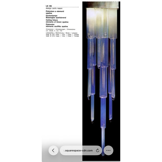 Model LS 146 Ceiling Fixture with Blown Opaline Elements by Carlo Nason for AV Mazzega, Italy, 1970s For Sale - Image 13 of 14