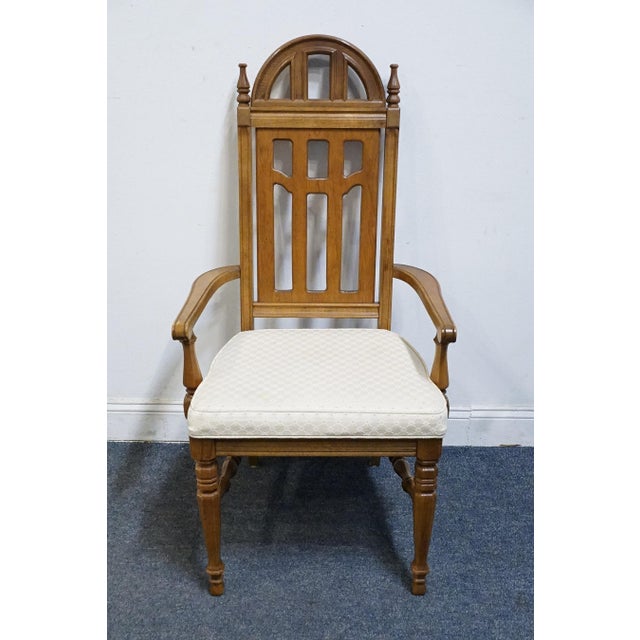 Mediterranean Bassett Furniture Centuria Collection Solid Pecan Mediterranean Style Dining Arm Chair 429-42-480 For Sale - Image 3 of 10