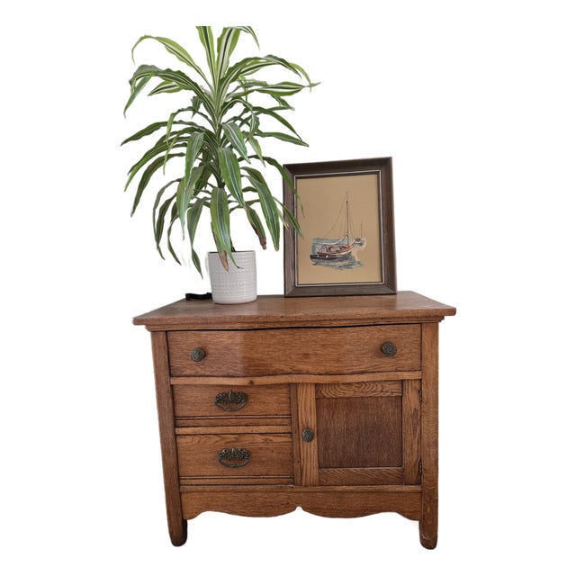 Antique Victorian Oak Washstand / Commode — Circa 1890s** For Sale