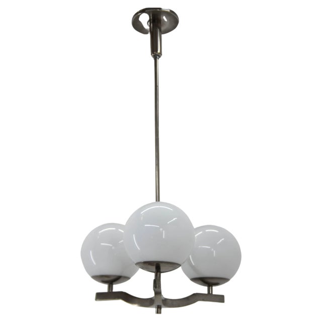 Nickel-Plated Functionalist Chandelier, 1930s For Sale - Image 13 of 13