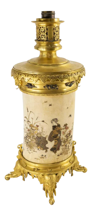 Japanese Shibayama and Gilt Bronze Barbedienne Lamp