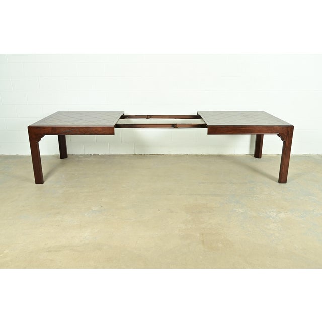 Henredon Mid-Century Hollywood Regency Chinoiserie Oak Extension Dining Table, Newly Refinished For Sale In South Bend - Image 6 of 16