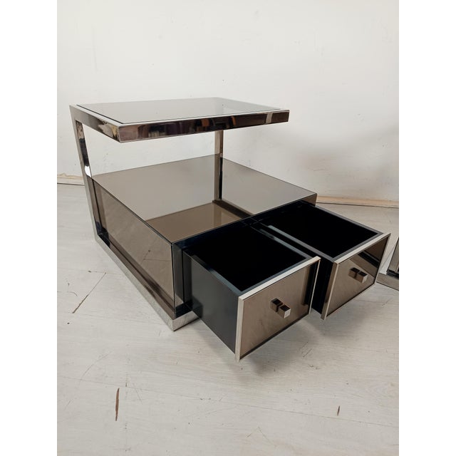 Vintage Chrome Mirrored Bedside Tables by Michel Pigneres, 1970s, Set of 2 For Sale - Image 14 of 18