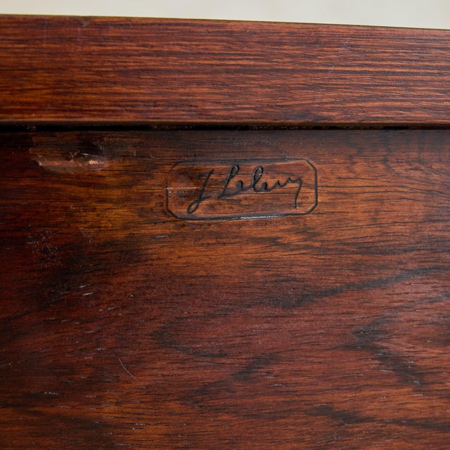 French Art Deco Rosewood + Leather Desk by Jules Leleu, 1940s For Sale - Image 9 of 11