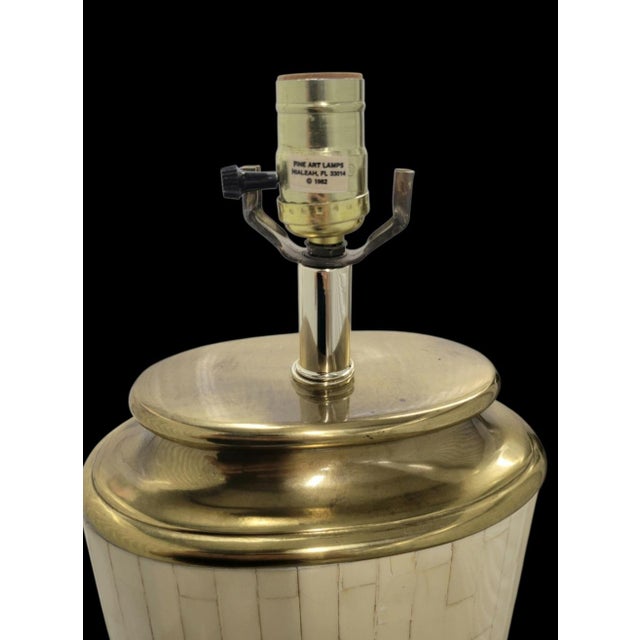 Vintage Tesselated Tile Mid Century Modern Brass Cap Floor Lamp in the Manner of Karl Springer by Fine Arts Lamps For Sale - Image 10 of 12