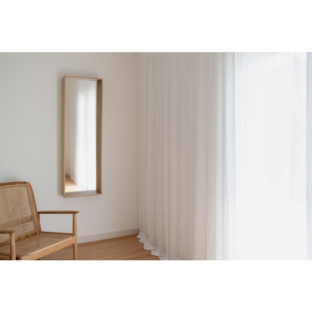 Campo Minimalist Wall Mirror in Oak by Filipe & Viricel For Sale - Image 4 of 7