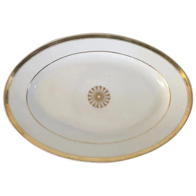 Early 19th Century French Empire Porcelain Oval Platter Decorated with Gold Flower Head For Sale - Image 13 of 13