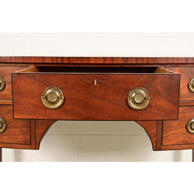 Brown Baker Furniture Style Federal Mahogany Bow Front Sideboard Credenza or Buffet For Sale - Image 8 of 15