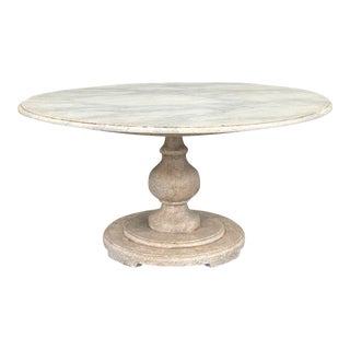 Late 20th Century Vintage Boho Faux Finished Marble Dining Table For Sale