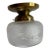 Mid-Century Pressed Glass Petite Flushmount Fixture With Original Brass Holder For Sale