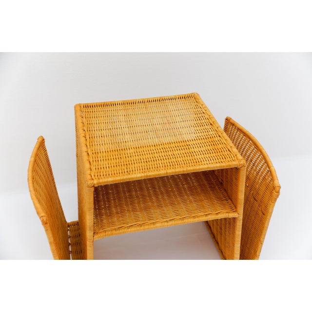 Italian Rattan Side Table and Magazine Rack, 1970s For Sale - Image 11 of 13