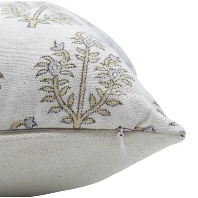 Art Deco Fabdivine Floral Block Print Pillow Cover 24x24 Inch Duck Canvas- Neelgagan For Sale - Image 3 of 5