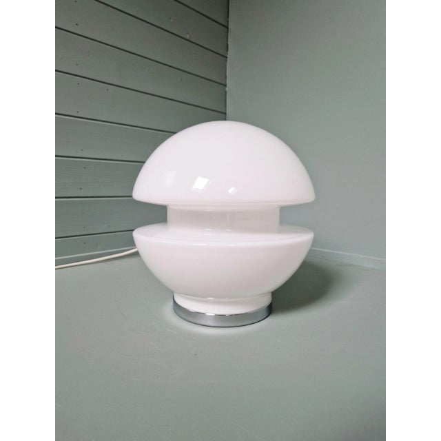Space Age White Opaline and Chrome Metal Table Lamp, 1970s For Sale - Image 16 of 16