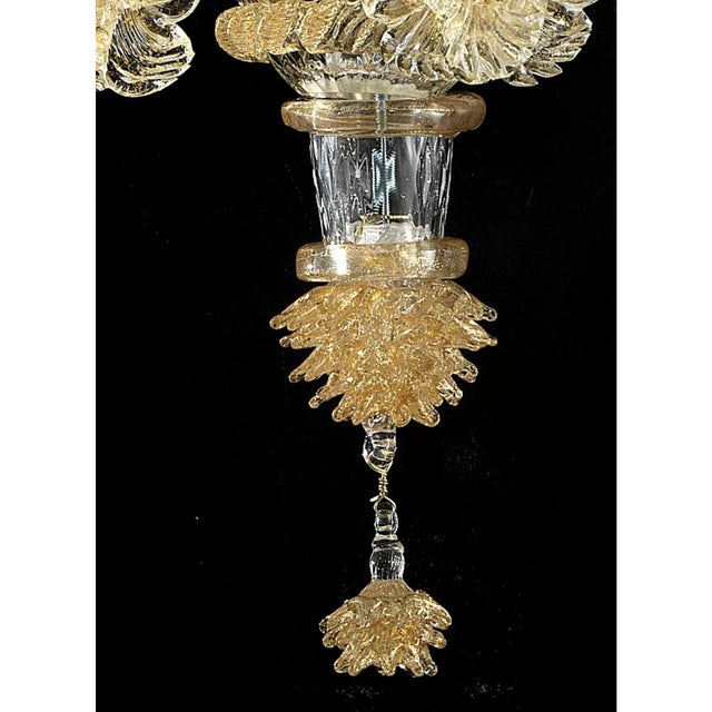 Italian Ca Rezzonico with Gold Flowers and Leaves Murano Glass by Simoeng, in Exhibition Piece conditions. Designed from...