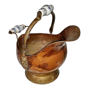 1970s Copper & Brass Coal Scuttle Bucket