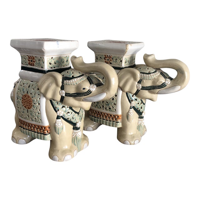Vintage Ceramic Elephant Plant Stands a Pair Chairish