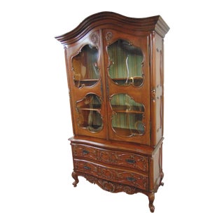 Louis XV Carved Mahogany China Cabinet/ Bookcase For Sale