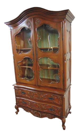Louis XV Carved Mahogany China Cabinet/ Bookcase