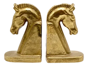 Vintage Trojan Brass Horse Head Bookends, 1960s, Set of 2
