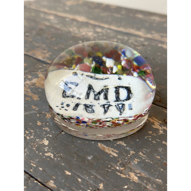 Murano Antique Blown Glass Paperweight With Year and Initials, Circa 1899 For Sale - Image 4 of 9