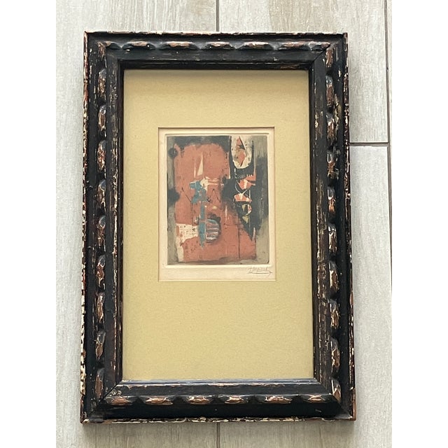 Abstract Johnny Friedlaender, Original Aquatint Etching, Mid 20th Century - Rare Small Format, Signed For Sale - Image 3 of 11
