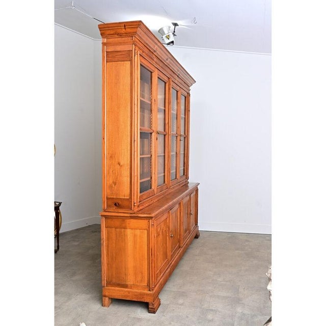 Brown French 19th Century Pine and Glass Door Bibliotheque For Sale - Image 8 of 13