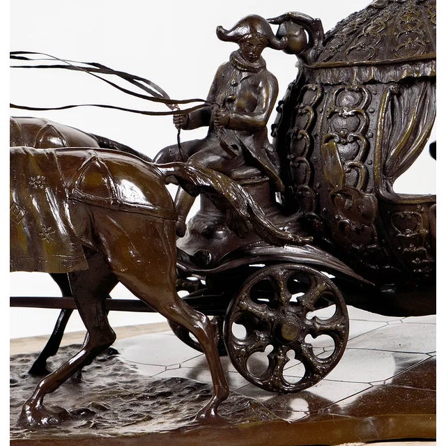 Hollywood Regency 1980s Large Signed Jim Davidson Bronze Cinderella Carriage Sculpture – 42” Wide” For Sale - Image 3 of 12