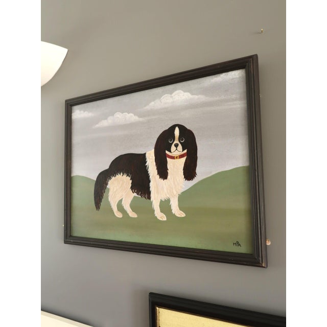 2020s Contemporary 'King Charles Spaniel' Original Naive Style Animal Mini Oil Painting by British Artist Matt Rix, Framed For Sale - Image 5 of 12