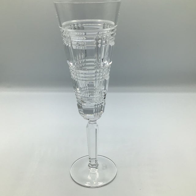 Ralph Lauren 1990s Ralph Lauren Classic Crystal Glen Plaid Champagne Flutes - Set of 4 For Sale - Image 4 of 12