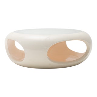 Space Age Fiber Coffee Table with Glass Top, 1970s For Sale