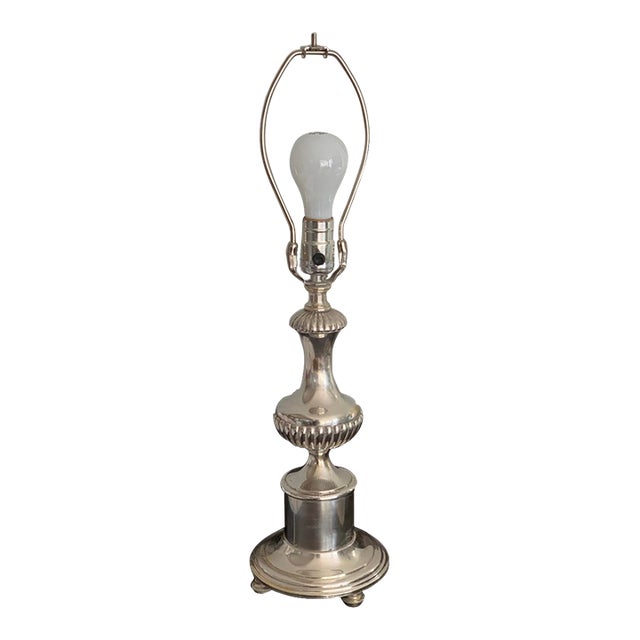 Vintage Mid Century Silverplate Electric Table Lamp For Sale