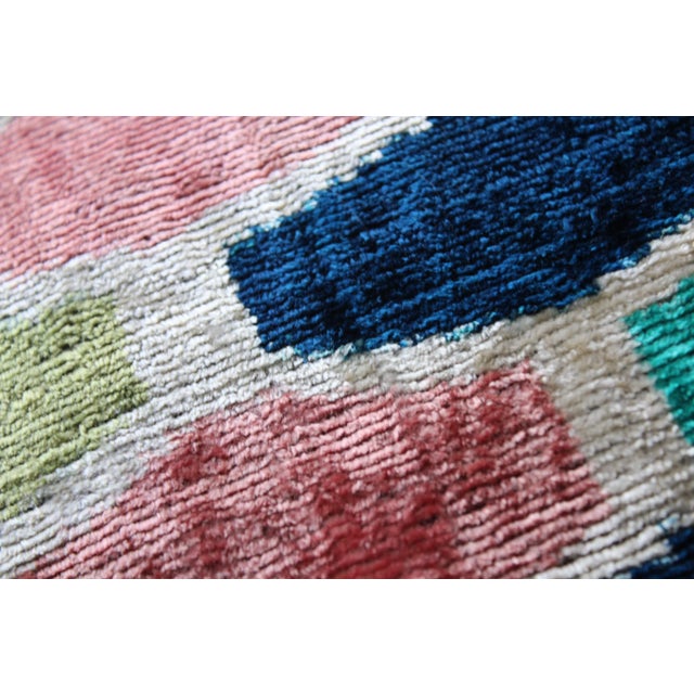 2020s Contemporary Turkish Multi Colors Velvet Silk Ikat Pillow For Sale - Image 5 of 10