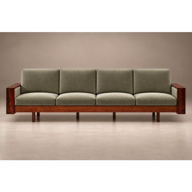 Wood Brazilian Modern Rosewood Sofa in Celadon Mohair by Celina, Brazil, 1960s For Sale - Image 7 of 18