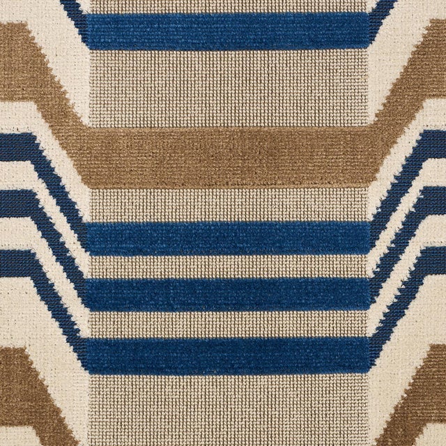 Contemporary SAMPLE - Schumacher Aldo Velvet Fabric In Cadet & Camel For Sale - Image 3 of 4