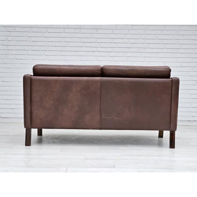 Danish 2-Seater Sofa in Brown Leather, 1970s For Sale - Image 4 of 18