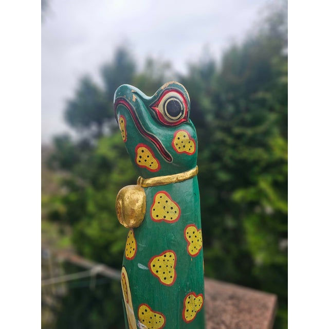 Vintage Wooden African Carved Frog Figurine, 1970s For Sale - Image 3 of 10