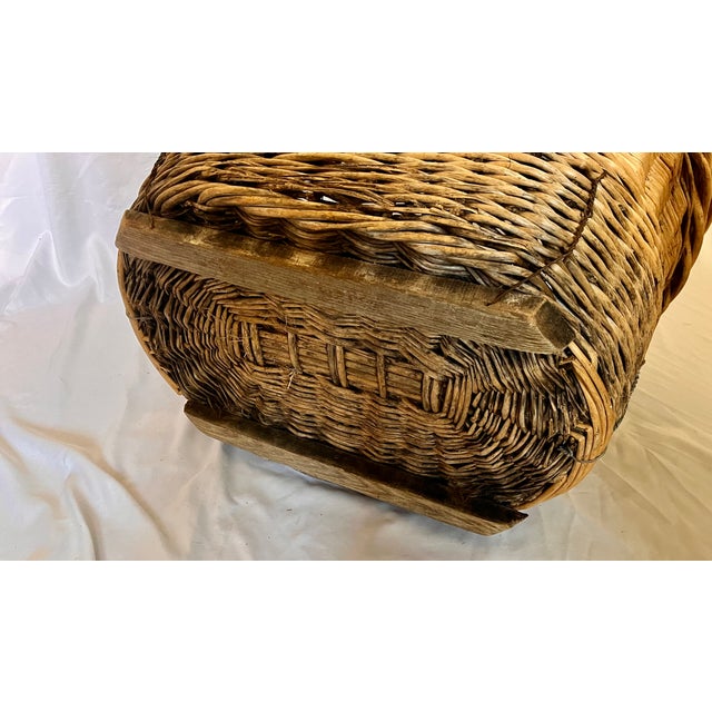 Large Antique French Wicker Champagne Harvest Basket For Sale - Image 18 of 18