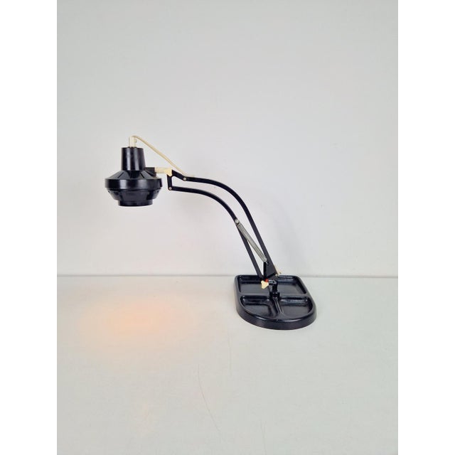 Rare articulated desk lamp "ledu" sweden type 3842, architect lamp, 60s mid century black articulated desk lamp table lamp...