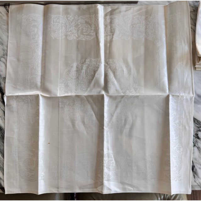Made in Ireland Mid-Century Fine Damask Napkins - Set of 6 + 1 For Sale - Image 12 of 17