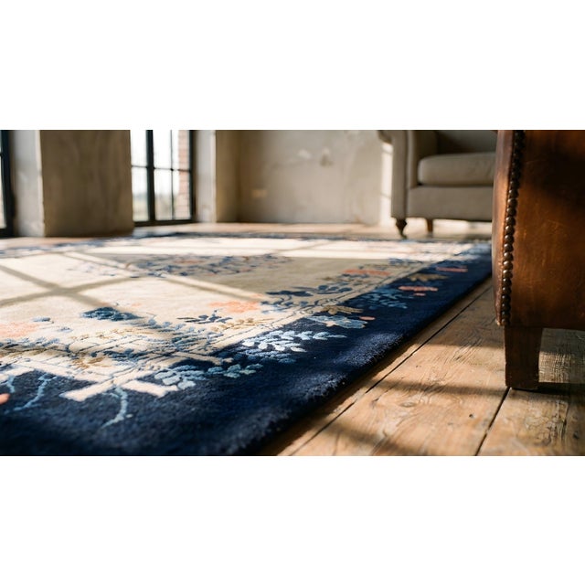 Tan 1920s Chinese Peking Carpet For Sale - Image 8 of 9
