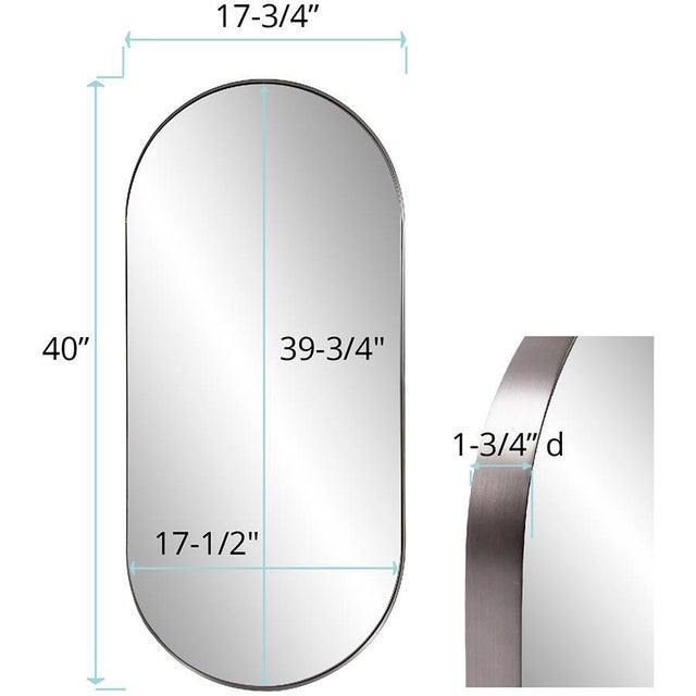 Steele Capsule Mirror in Brushed Silver For Sale - Image 9 of 10